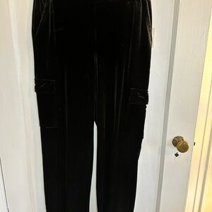 Anne Klein Black Velvet Cargo Pants Petite Small